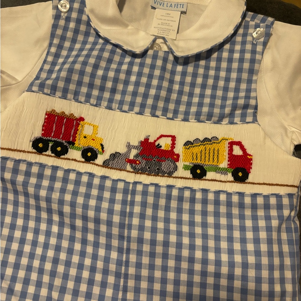 NWT Vive La Fete Blue Gingham Kids Matching Set